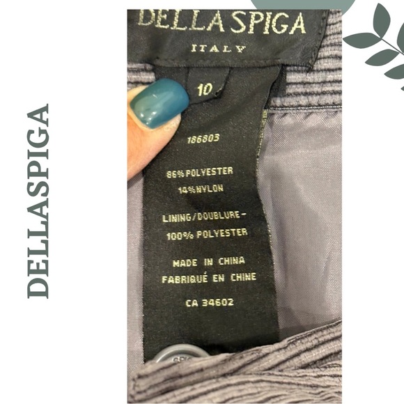 🛍️3/$40 DELLA SPIGA Italy | Grey Button-Back Corded Pinstripe Skirt | Size 10 - Picture 6 of 6